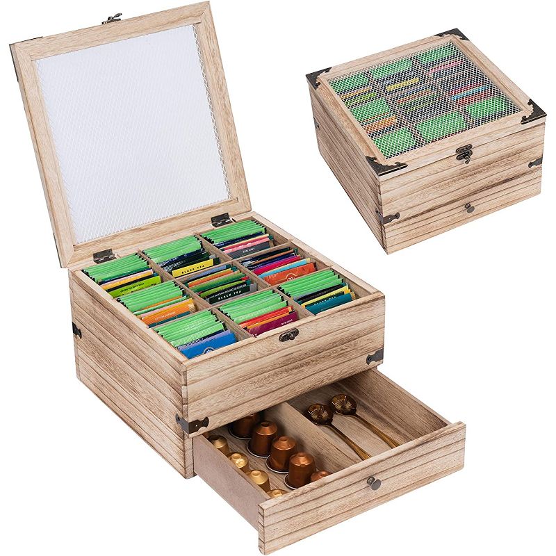Rustic Wood Tea Bag Organizer